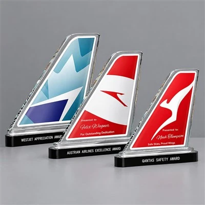 Mphotho ya Mphatso ya Ndege ya Glass Custom Logo Airplane Trophy Awards